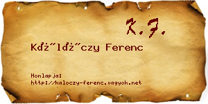 Kálóczy Ferenc névjegykártya