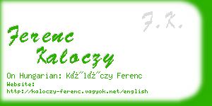 ferenc kaloczy business card